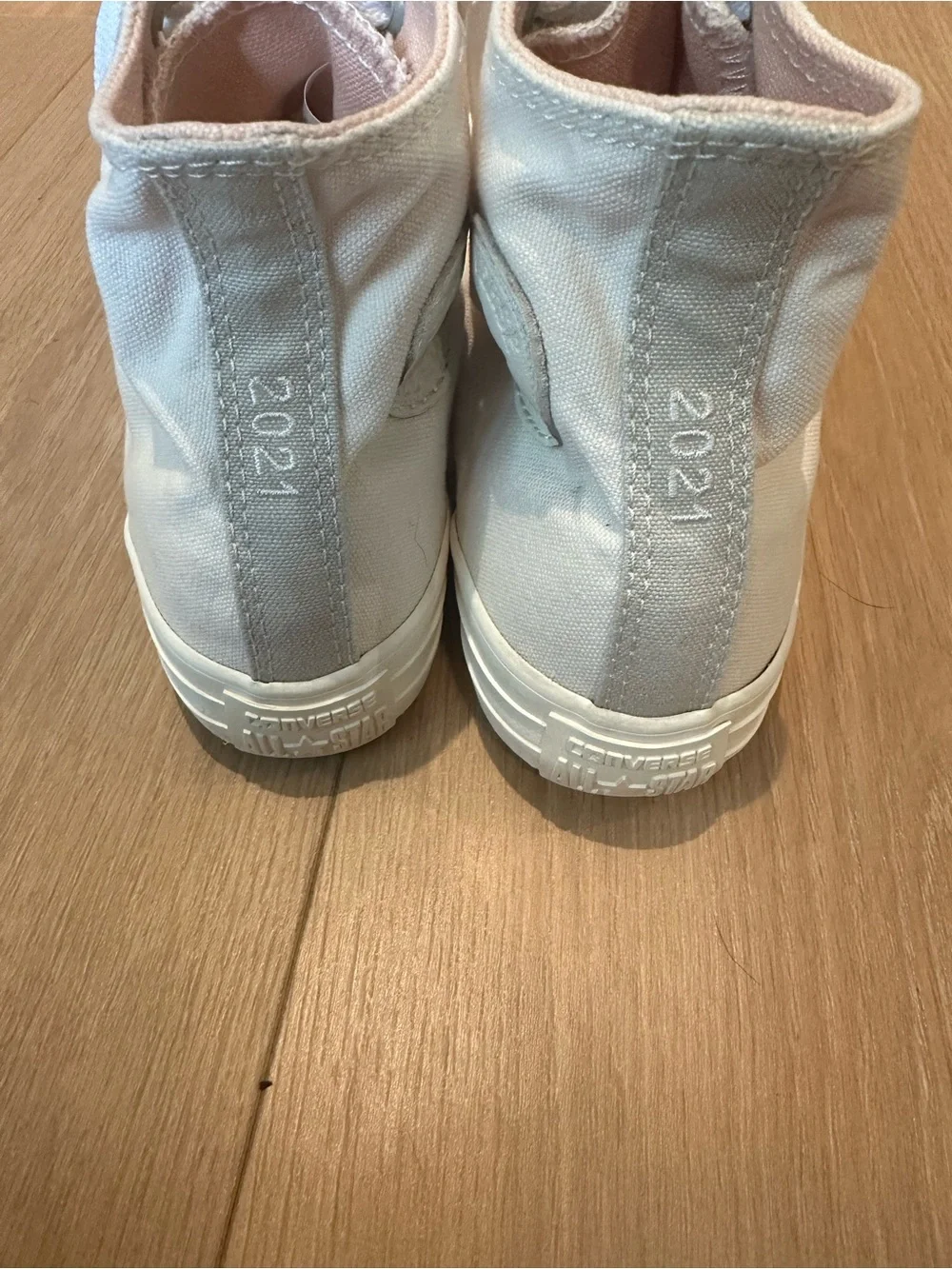 Classic High-Top Canvas Converse Sneakers in Cream/Light Gray